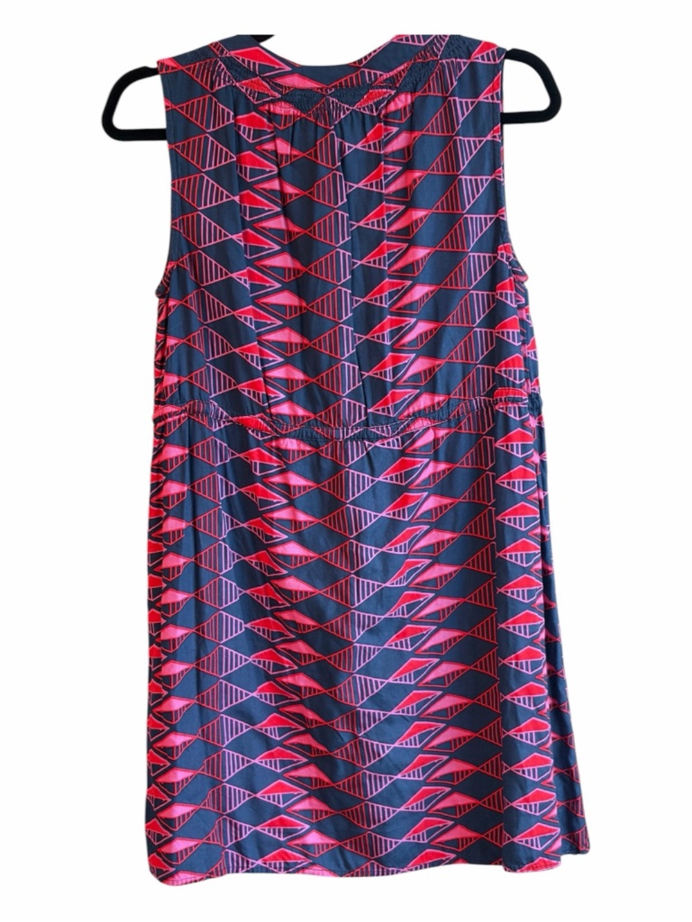 Escapada XS Sleeveless Drawstring Tunic Dress Pink Blue Geometric - Picture 2 of 6